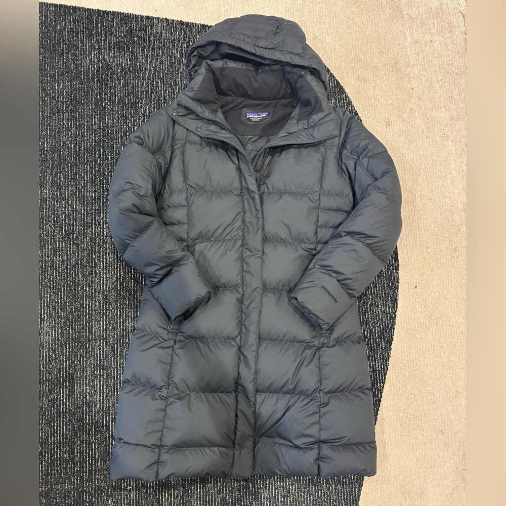Women’s black Patagonia long down puffer coat